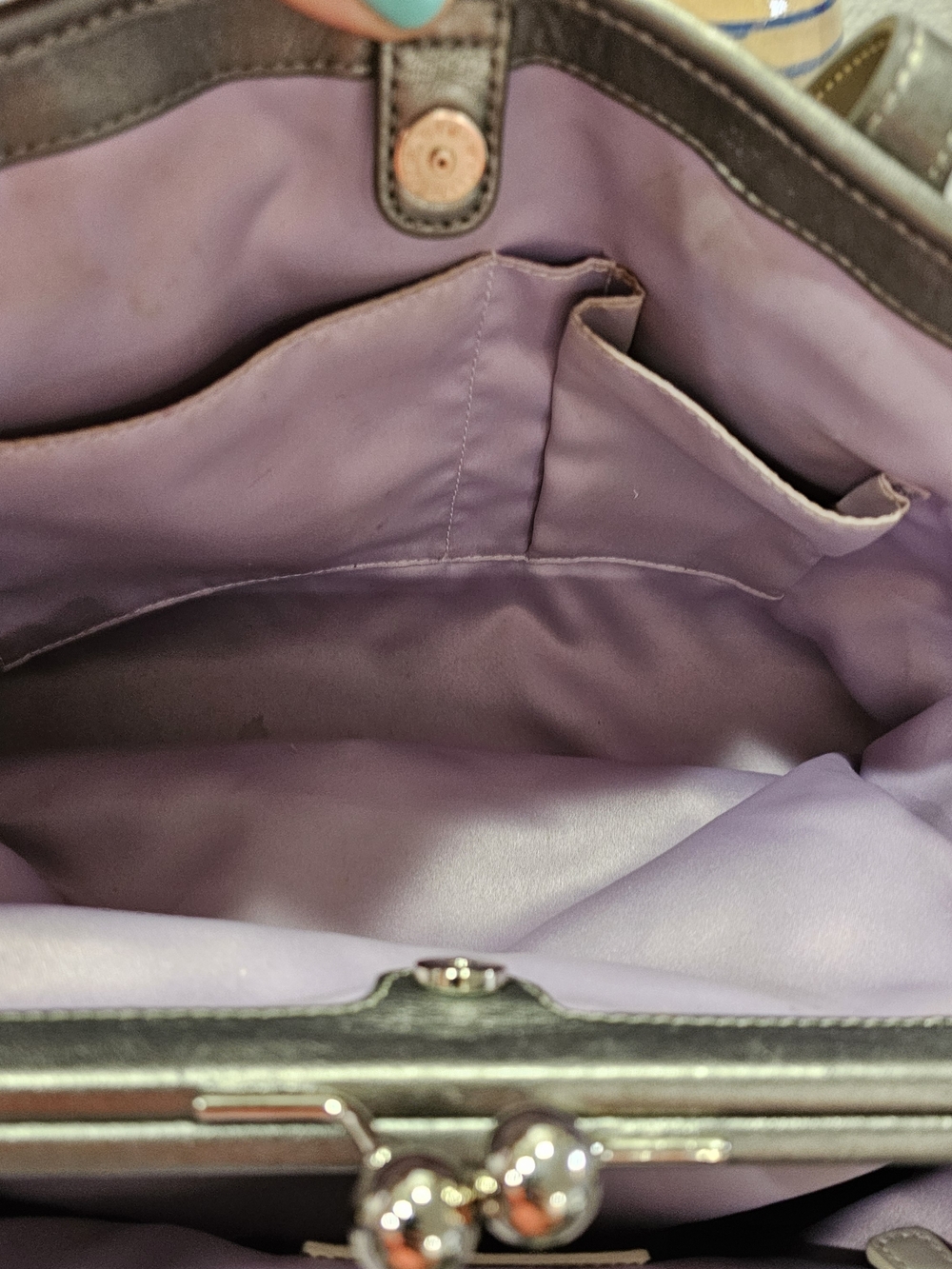 Coach Raffia Floral Appliqué Tote Bag, Lavender Lining Includes Wallet Pre Owned - Picture 9 of 14